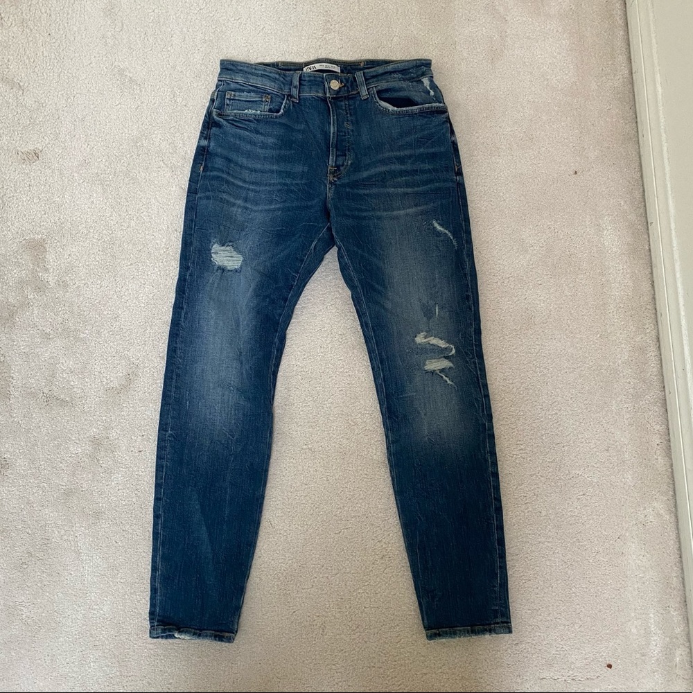 Zara denim ripped blue jeans